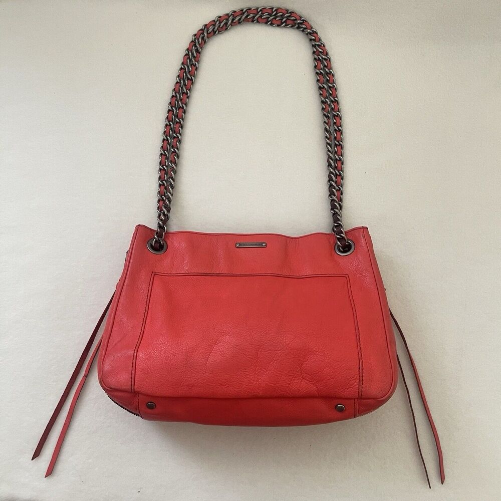 Rebecca Minkoff Swing Chain Orange Persimmon Leather Shoulder Bag - Picture 2 of 16